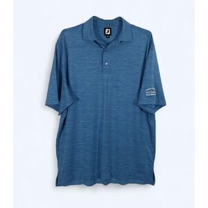 FootJoy Shirt Mens Large Golf Polo Performance Knit Blue Short Sleeve Logo